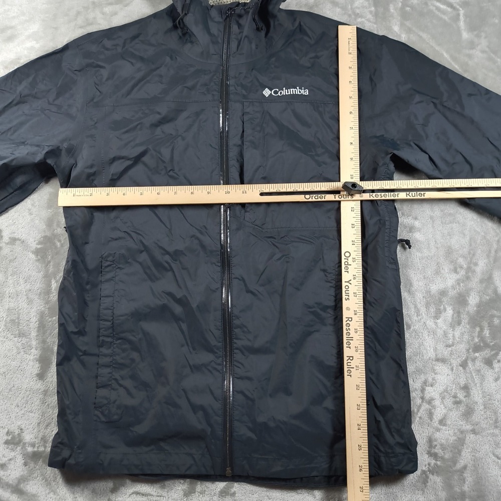 Columbia Rain Jacket Men Medium Black OmniTech Hooded Lightweight Shell Full Zip - Picture 12 of 13